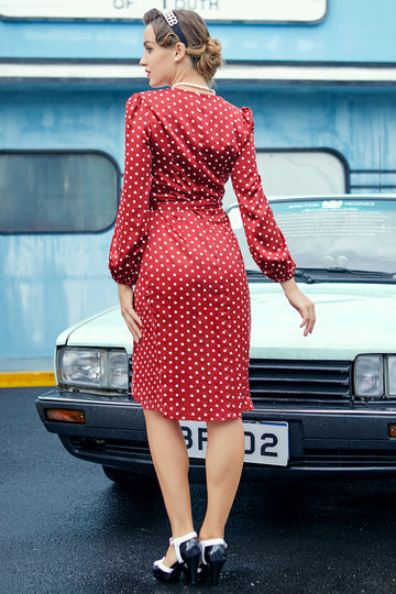 Vinröd Prickar Vanlig Klänning